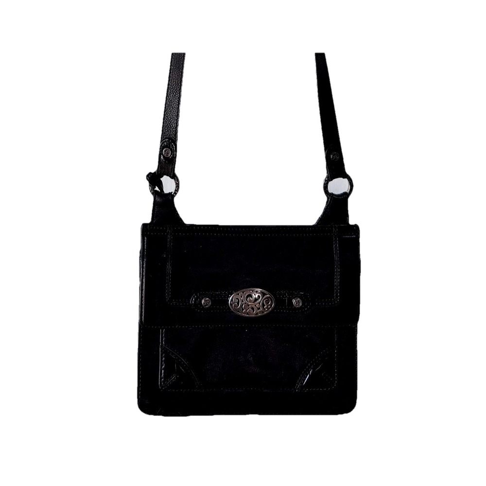 BRIGHTON CONTEMPO CITY Black Drop down Wallet Organizer Cross Body BAG